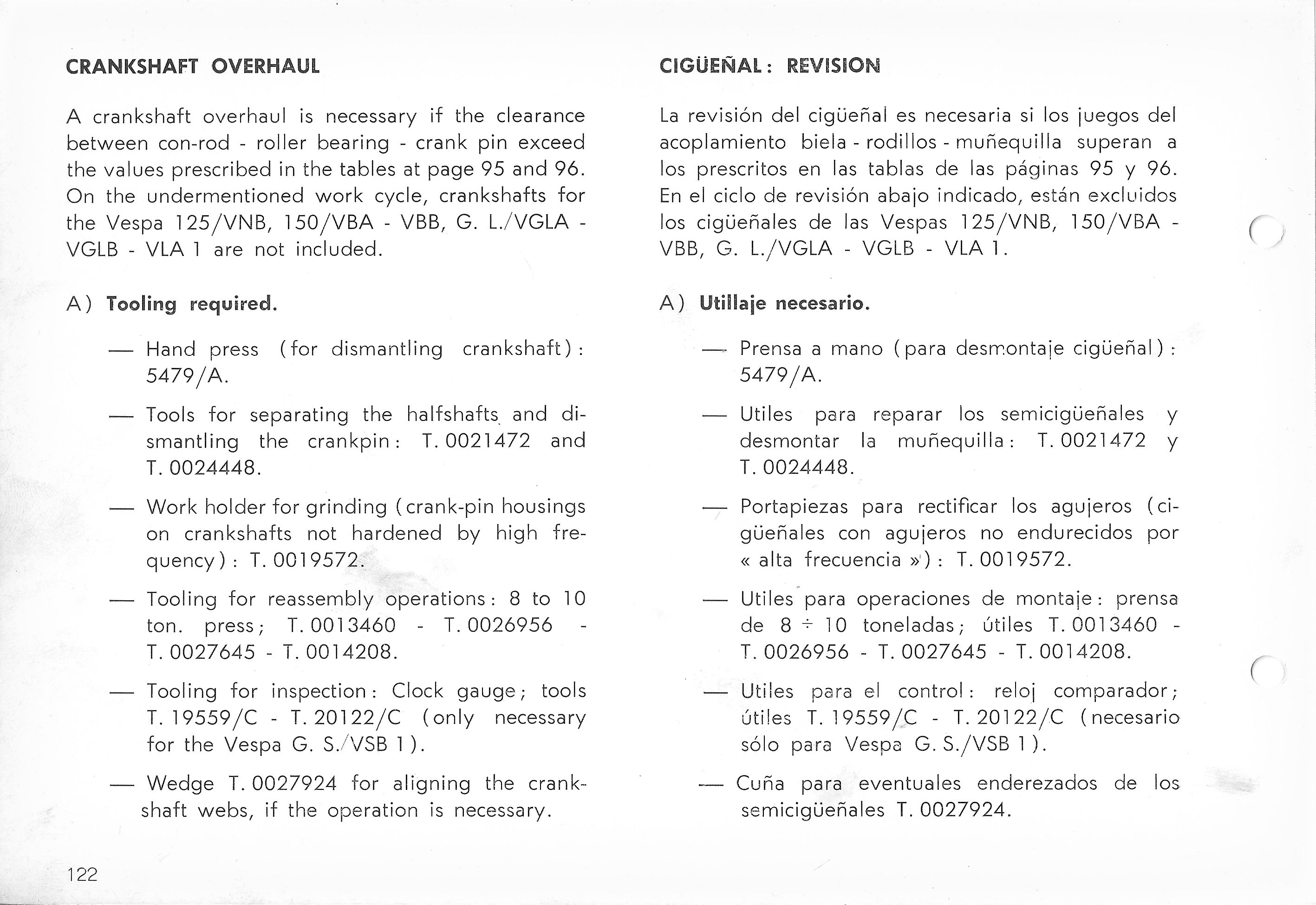 Vespa Service Station Manual 122