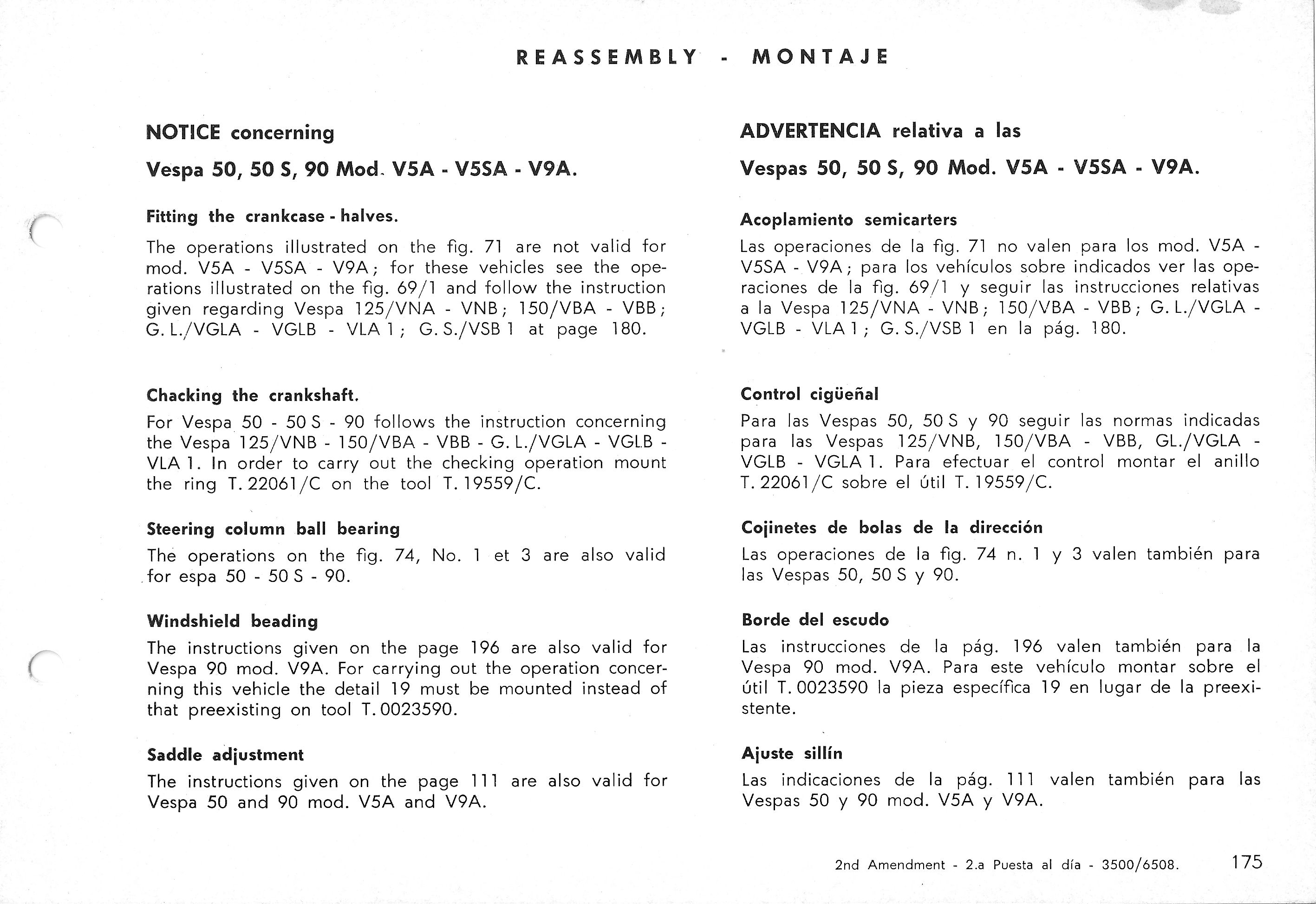 Vespa Service Station Manual 175