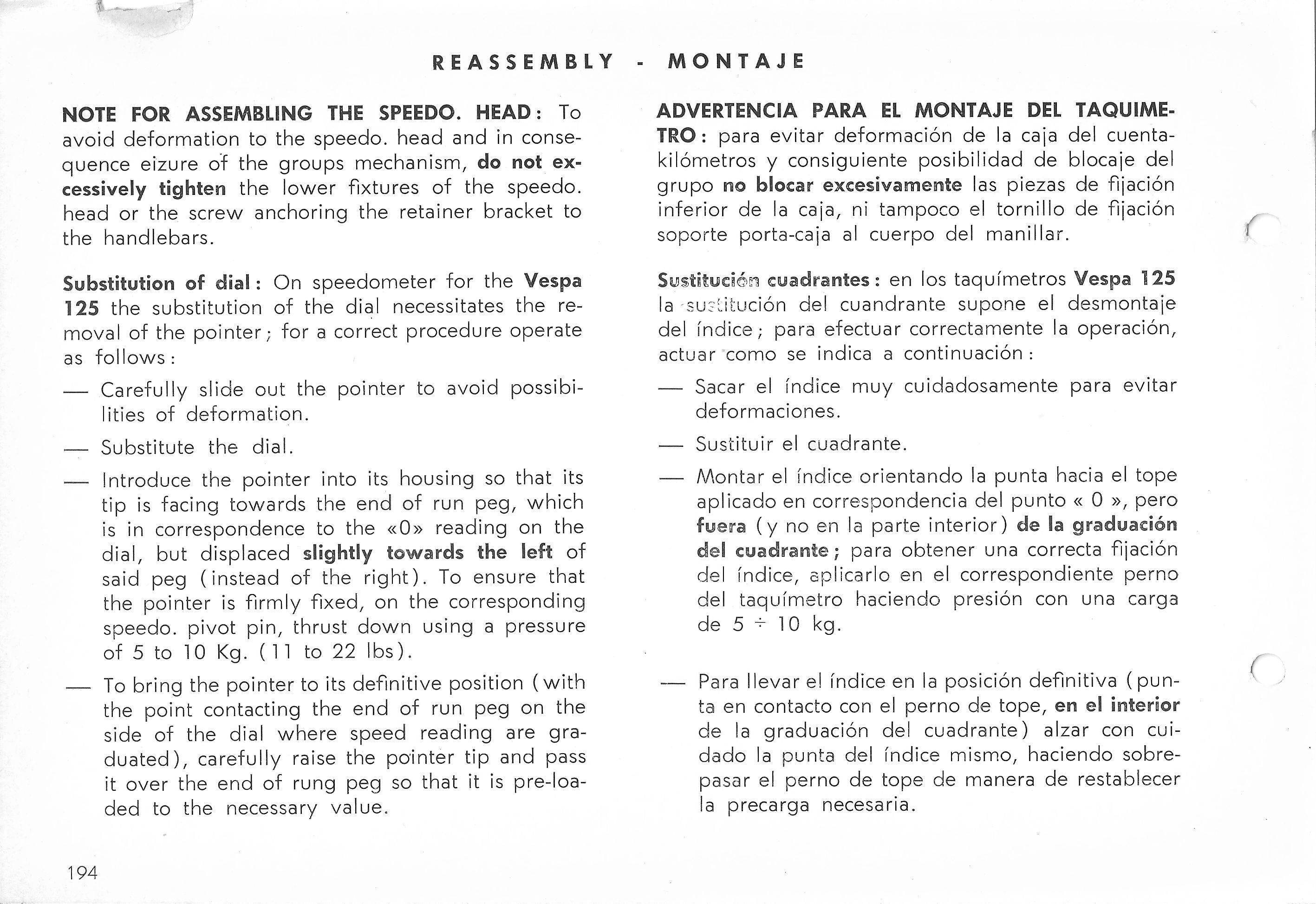 Vespa Service Station Manual 194